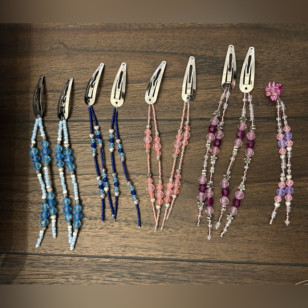 Handmade beaded hair clips